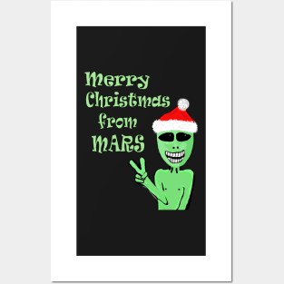 Merry Christmas from Mars Green Martian Posters and Art